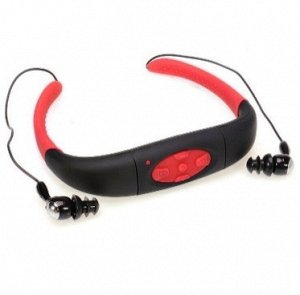 Водонепроницаемый IPX8 MP3 плеер-наушники для плавания под водой, черно-красные