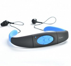 Водонепроницаемый IPX8 MP3 плеер-наушники для плавания под водой, черно-синие