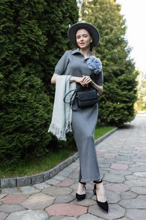 Джемпер из льна 4-325 стальной