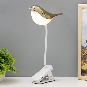 Настольная лампа на прищепке «Птичка» LED 3000-6000К 5 Вт USB золото 20x7x34 см RISALUX