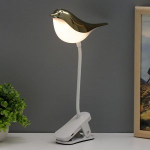 Настольная лампа на прищепке «Птичка» LED 3000-6000К 5 Вт USB золото 20x7x34 см RISALUX