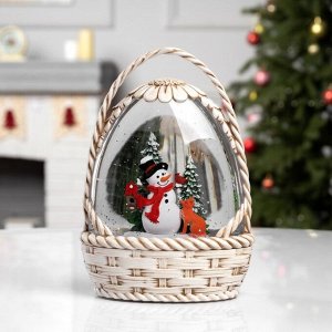 Фигура светодиодная «Снежная корзинка», 20.3x15x9 см, музыка, батарейки ААх3 (не в комплекте), USB, свечение тёплое белое