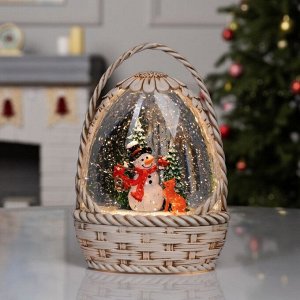 Фигура светодиодная «Снежная корзинка», 20.3x15x9 см, музыка, батарейки ААх3 (не в комплекте), USB, свечение тёплое белое