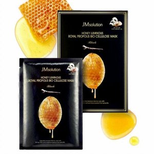 JM Solution Honey Luminous Royal Propolis Bio Cellulose Mask Маска с пчелиным маточным молочком, гиалуроновой кислотой на биоцеллюлозной основе
