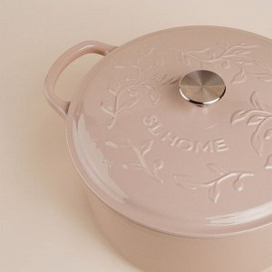 Кастрюля SL Home, d=24.5 см, h=11 см, с эмалированным покрытием, чугун, бежевая