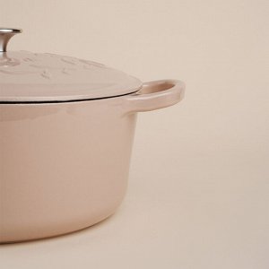 Кастрюля SL Home, d=24.5 см, h=11 см, с эмалированным покрытием, чугун, бежевая