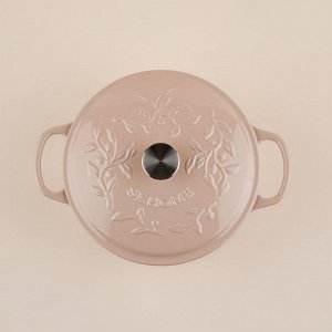 Кастрюля SL Home, d=24.5 см, h=11 см, с эмалированным покрытием, чугун, бежевая