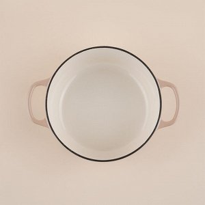 Кастрюля SL Home, d=24.5 см, h=11 см, с эмалированным покрытием, чугун, бежевая