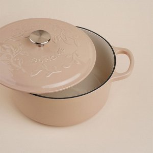 Кастрюля SL Home, d=24.5 см, h=11 см, с эмалированным покрытием, чугун, бежевая