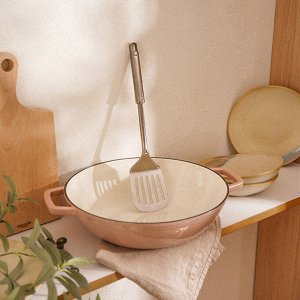 Сковорода-Вок SL Home, d=31 см, h=8.5 см, с эмалированным покрытием, индукция, чугун, бежевая