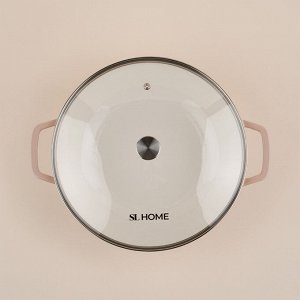 Сковорода-Вок SL Home, d=31 см, h=8.5 см, с эмалированным покрытием, индукция, чугун, бежевая