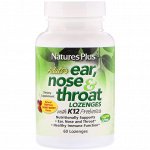 Nature&amp;#x27 - s Plus, Добавка для взрослых «Ухо, Горло, Нос» со вкусом вишни, 60 таблеток для рассасывания