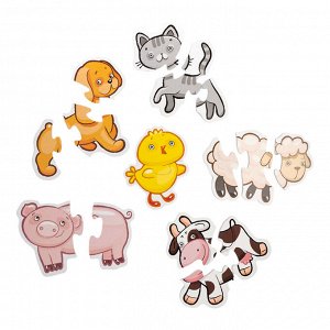 Пазлы-контуры мягкие "Домашние животные" 6 шт Baby Toys