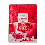 DEOPROCE COLOR SYNERGY EFFECT SHEET MASK RED Тканевая маска с экстрактам граната и лепестков роз 20g