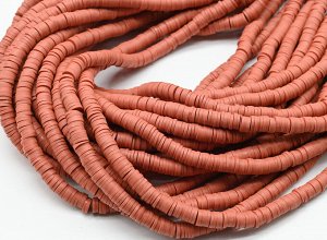 Бусины из каучука Африканские диски 6мм*0,9-1,2мм, цв.кирпичный, 39см