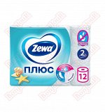 Туалетная бумага Zewa Плюс 2-х слойная Океан 12 рулонов