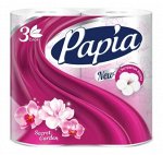 Туалетная бумага PAPIA HAYAT Таинственный сад 3 слоя, 4 рулона, белая