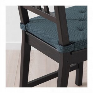ЮСТИНА Подушка на стул, темно-синий, в полоску