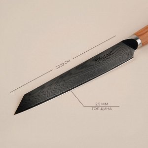 Нож кухонный SL Home «Оливия», разделочный, лезвие 20.32 см, дамасская сталь, коричневый