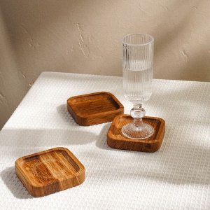 Набор тарелок - подставок SL Home, 10x10x2 см, 3 шт, дуб