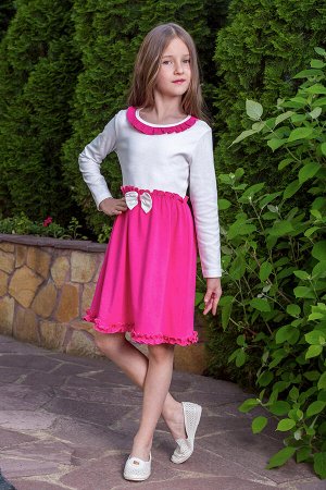 Платье "Полина", длинный рукав, розовый