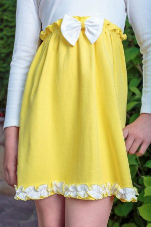 Платье "Полина", длинный рукав, лимонный
