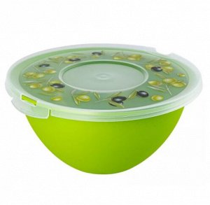 Миска, 2 л, с крышкой, пластик, FRESH Олива, 1/18
