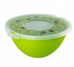 Миска, 4 л, с крышкой, пластик, FRESH Олива, 1/12
