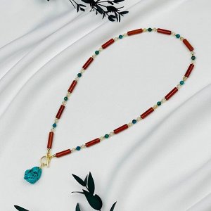 Колье из Яшмы,Хризоколлы,Рутилового кварца и Бирюзы