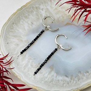Серьги длинные из черной Шпинели