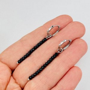 Серьги длинные из черного Турмалина "Шерл"