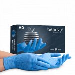 BENOVY Nitrile MultiColor BS, перчатки нитриловые, ПОВЫШЕННОЙ ПРОЧНОСТИ (4,5 гр), ГОЛУБЫЕ, M, 50 пар/уп