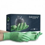 BENOVY Nitrile MultiColor, перчатки нитриловые, ЗЕЛЕНЫЕ,  M, 50 пар/уп