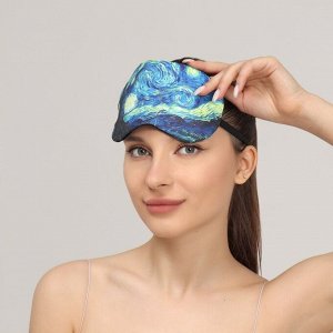 Маска для сна с гелевым вкладышем «Ван Гог», 19x10 см, резинка одинарная, синяя
