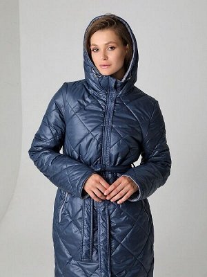 Пальто дем. синий/серый