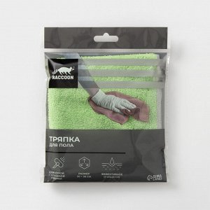 Тряпка для пола Raccoon, 250 г/м², 50x30 см, микрофибра, с оверлоком, 1 шт, зеленая