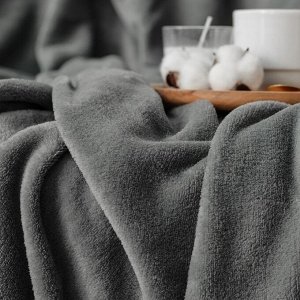 Плед Этель 150*200 см, цв. серый, 100% п/э, корал-флис , 220 гр/м2