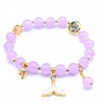 Браслет Русалка шарик 8мм цв.лавандовый, 17см