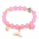 Браслет Русалка шарик 8мм цв.малиновый, 17см