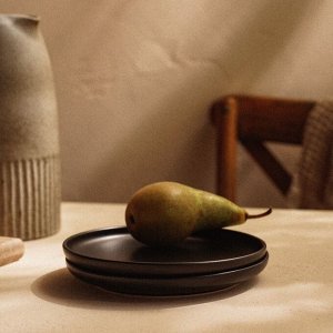 Тарелки SL Home «Дарк», d=20.3 см, набор 2 шт., фарфор, чёрные