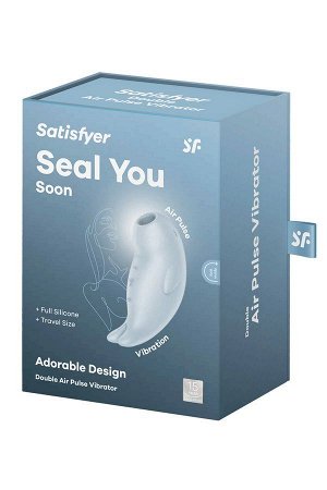 Вакуумный стимулятор клитора Satisfyer Seal You Soon, силикон, голубой, 11см