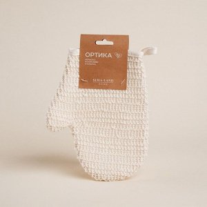 Мочалка - варежка массажная SL Home «Ортика», крапива, хлопок, 21x18 см, бежевая