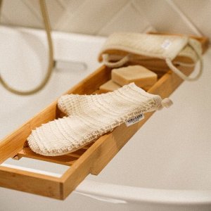 Мочалка - варежка массажная SL Home «Ортика», крапива, хлопок, 21?18 см, бежевая