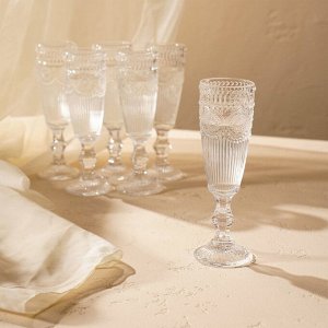 Набор бокалов для шампанскго SL Home «Ларго», 160 мл, 6,7*20 см, 6 шт, стекло, прозрачный