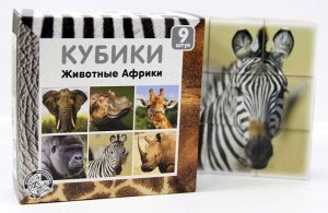 Детские пластмассовые кубики «Животные Африки» (9 штук)