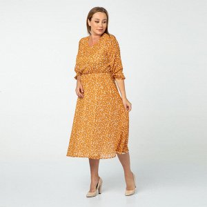 Платье, текстиль, горчичный, Горчичный