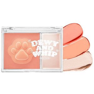 Палетка для сияния кремовые румяна+хайлайтер Black Rouge Dewy Whip Cheek And Beam #DW03 Tangerine, 11.5г