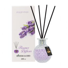 Жидкий освежитель воздуха "Aroma Diffuser" (стеклянный флакон + палочки / лаванда) 200 мл
