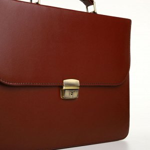Портфель деловой на клапане, коричневый