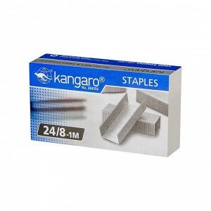 Скобы д/степлера №24/8, никелированные,1000 шт/упак, KANGARO